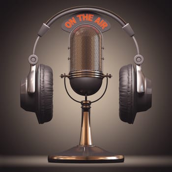 Headset on top of a classic microphone.