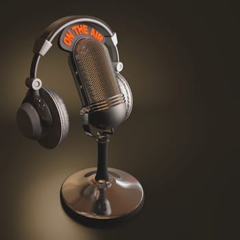 Headset on top of a classic microphone.