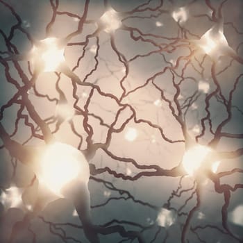Inside the brain. Concept of neurons and nervous system.