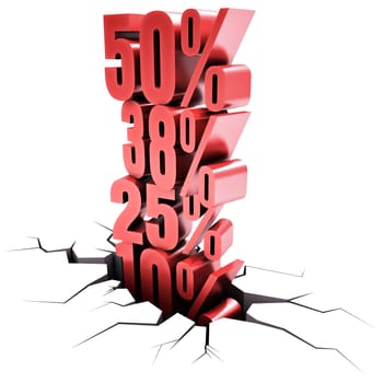Image concept of discount. Several discount on top of one another represents a change of values.