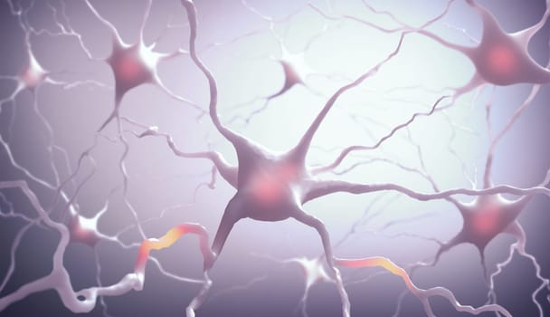 Inside the brain. Concept of neurons and nervous system.