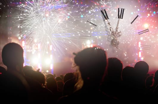 New Year's Eve at midnight in the crowd
