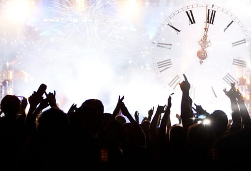 New Year's Eve at midnight in the crowd