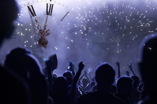 New Year's Eve at midnight in the crowd