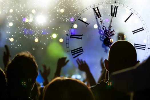 New Year's Eve at midnight in the crowd