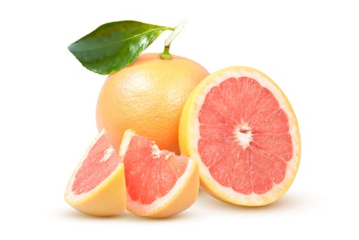 ripe orange cut in slices on a white background