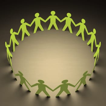 Paper people forming a circle of union. Your text on center.