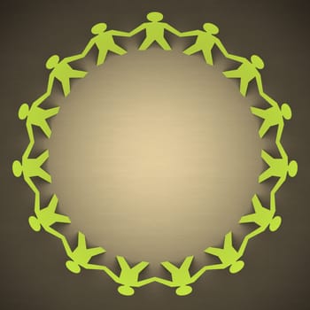 Paper people forming a circle of union. Your text on center.