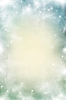 Grunge Christmas background with snowflakes and holiday lights