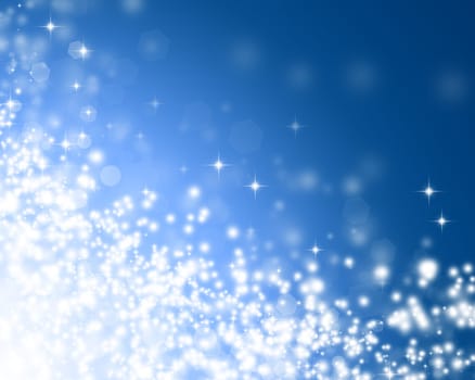 Abstract Christmas background of holiday lights, stars, and snowflakes
