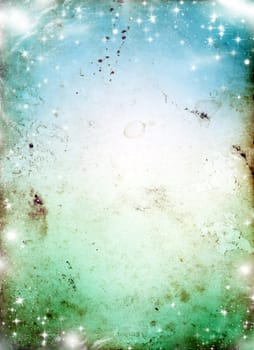 Grunge Christmas background with snowflakes and holiday lights