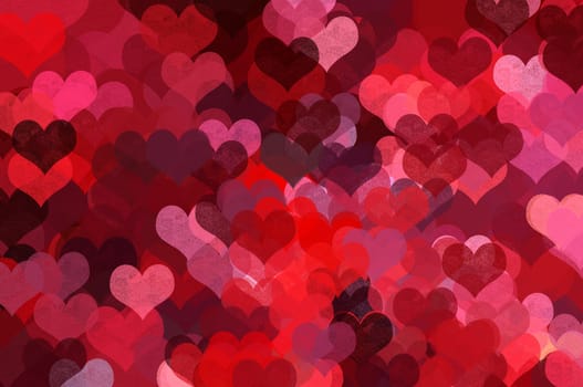 Heart shape pattern abstract illustration. Love and romance grunge background.
