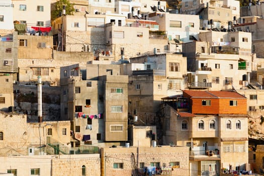 View of houses in Silwan Village in Jerusalem, Israel