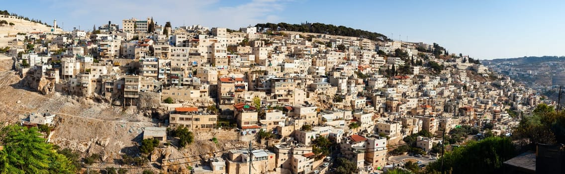 Panoramic view of Silwan Village in Jerusalem, Israel