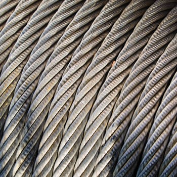 The ropes braided in bays on an ancient sailing vessel