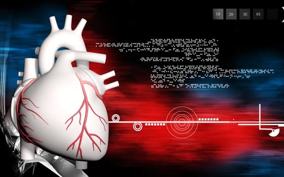 Digital illustration of heart in colour background