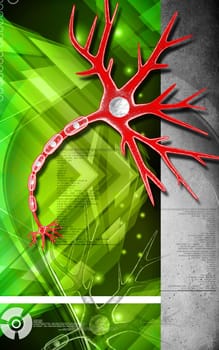 Digital illustration of neuron in colour background