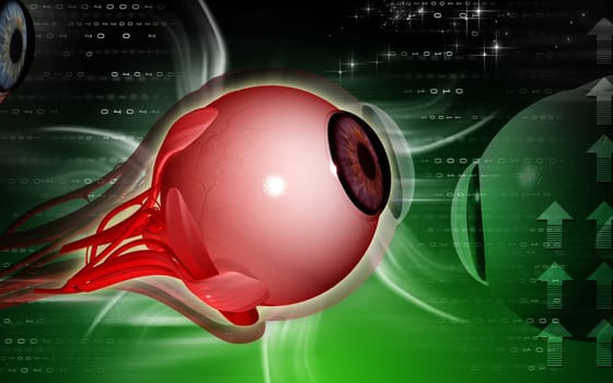 Digital illustration of eye in colour background