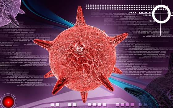 Digital illustration of herpes virus in colour background
