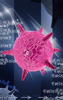 Digital illustration of herpes virus in colour background