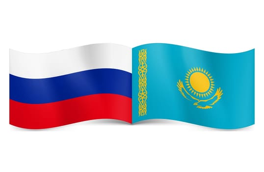 Russian and Kazakh flags together rendering union and cooperation.
