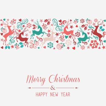 Merry Christmas and Happy New Year banner greeting card background. EPS10 vector file organized in layers for easy editing.