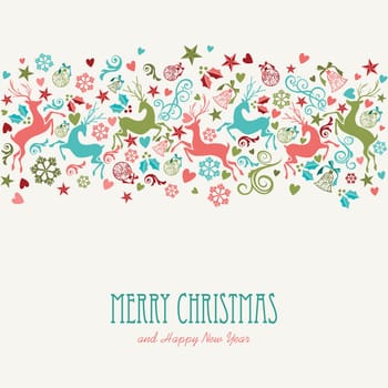 Merry Christmas and Happy New Year vintage greeting card background. EPS10 vector file organized in layers for easy editing.