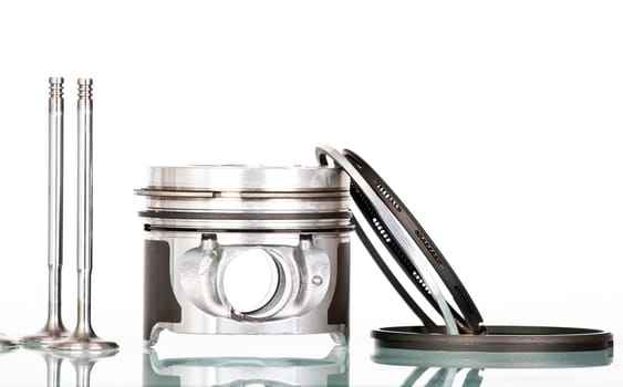 Piston and accesories  isolated on white