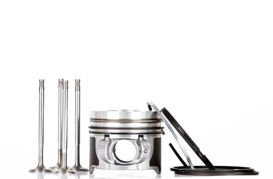 Piston and accesories  isolated on white