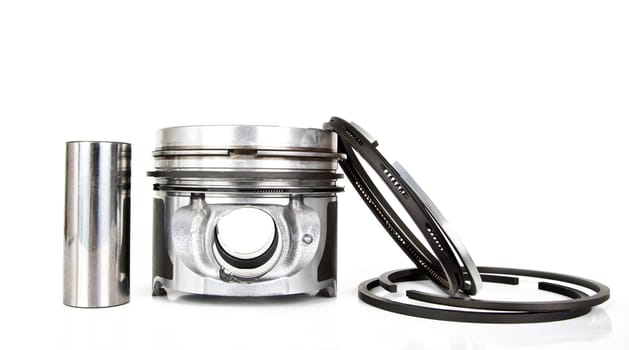 Piston and accesories  isolated on white