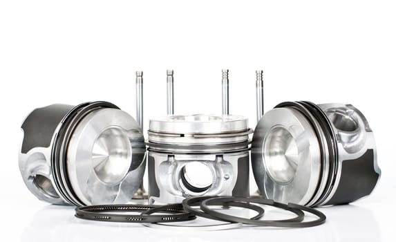 Piston and accesories  isolated on white