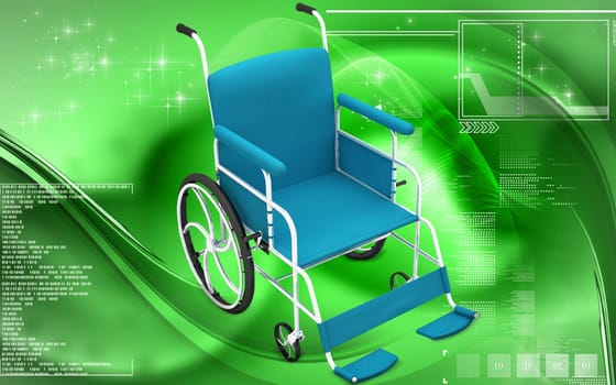 Digital Illustration of wheel chair in colour background