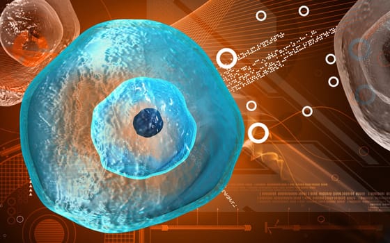 Digital illustration of ovum cell in colour background