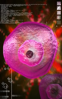 Digital illustration of ovum cell in colour background