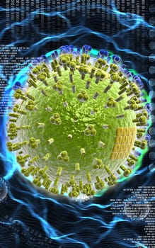 Digital illustration of avian virus in colour background