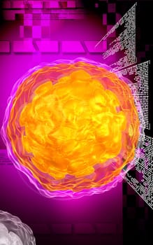 Digital illustration of polio virus in colour background