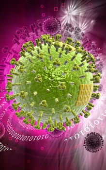 Digital illustration of avian virus in colour background
