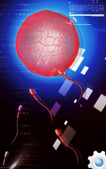 Digital illustration of sperm in colour background