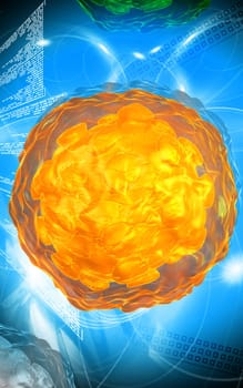 Digital illustration of polio virus in colour background
