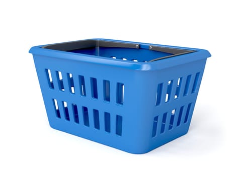 Blue shopping basket on white background