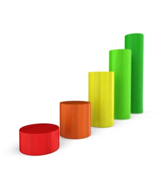 Upward trend colorful - 3D building blocks diagram round 4