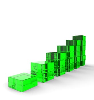 3D Glass Building Blocks - Upward Trend Green