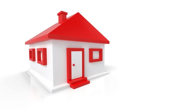 Small 3D detached house red