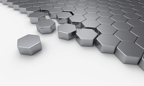 Silver hexagon building block concept 2
