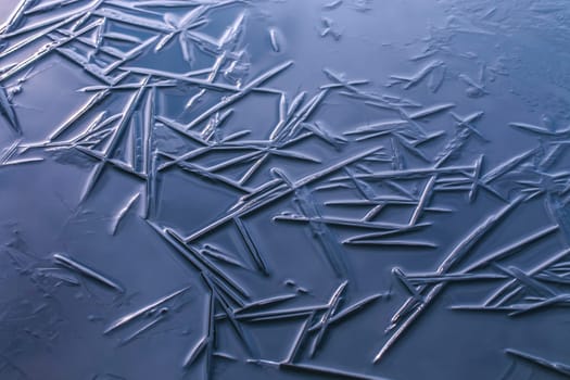 Ice crystals on the water surface