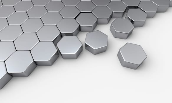 Silver hexagon building block concept 3