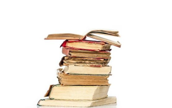 Pile of Old books isolated on white