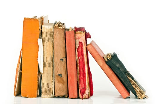 Pile of Old books isolated on white