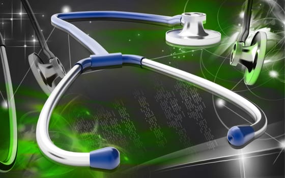 Digital illustration of stethoscope in colour background