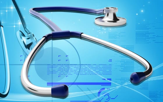 Digital illustration of stethoscope in colour background